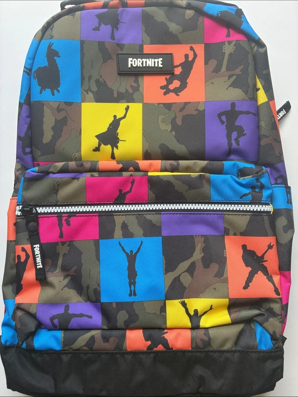 Fortnite Black Backpack with Multicolor Silhouette Tiles